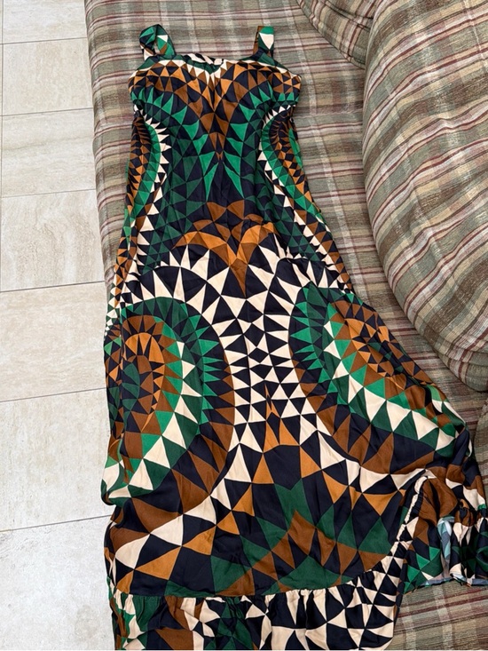 FARM Rio Dresses & Skirts - FARM Rio Geometric Print Green, Brown & Cream Maxi Dress
